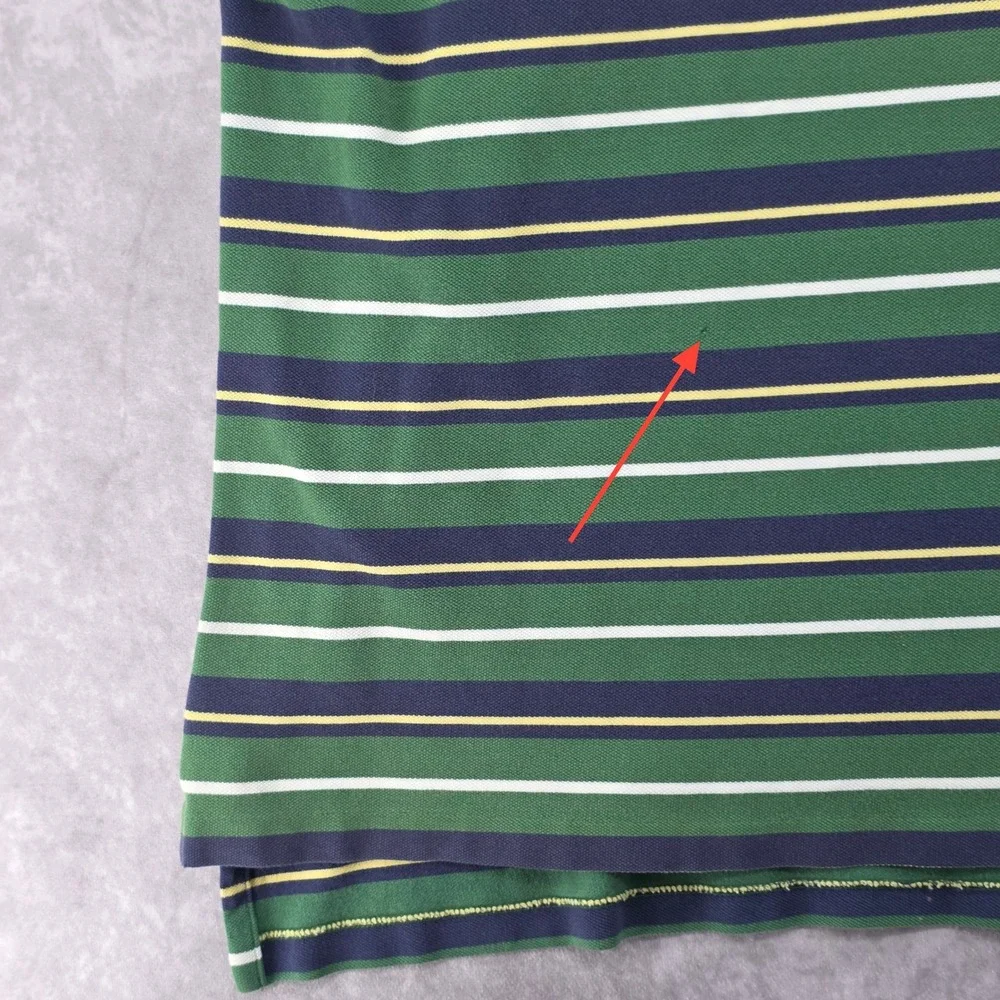 Polo Ralph Lauren Mens 3XLT Tall Striped Polo Shirt Green Pique Short Sleeve